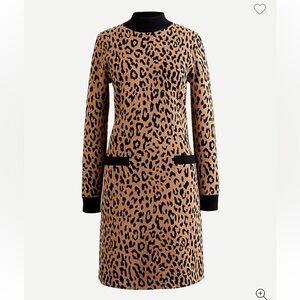 J.Crew Mockneck sweater-dress in leopard NWT